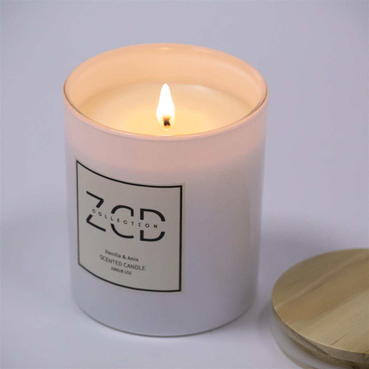 Luxury Scented Soy Candle | Vanilla & Anis | Stress Relief Candle for Bath Spa | 8.1 oz up to 46 Hour Burn | Strong Scented Candle 8% Fragrance